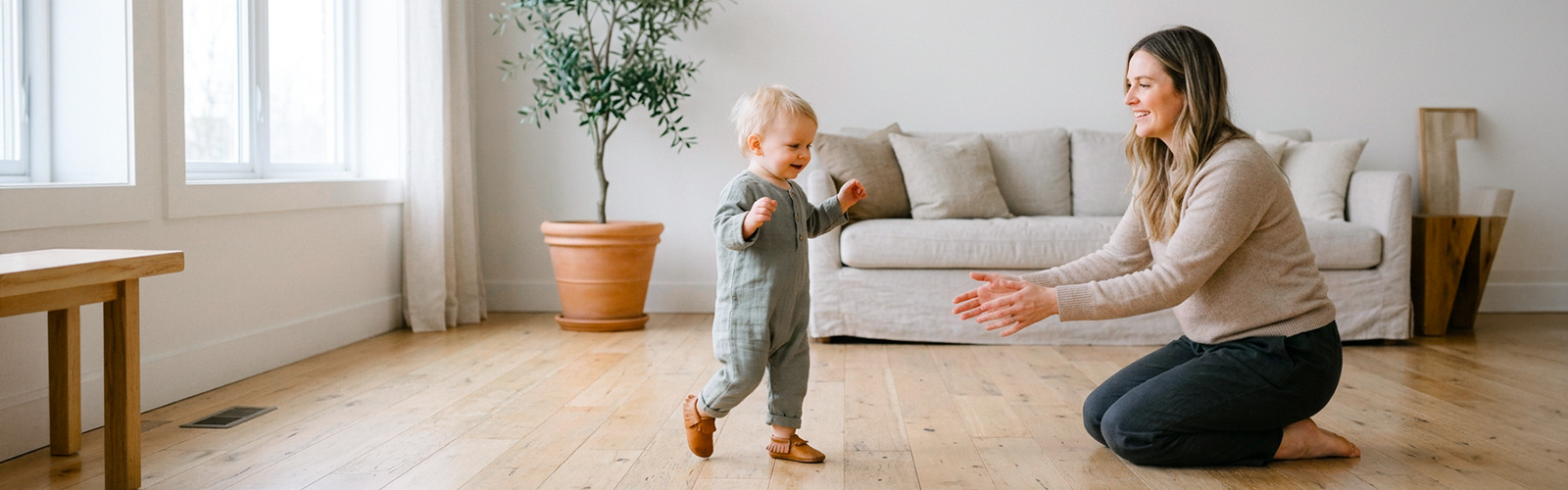 Paediatric physiotherapist assessing delayed walking milestones in a toddler